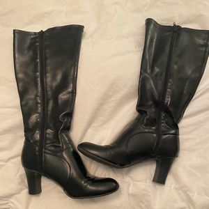 Madeline black leather healed boots
